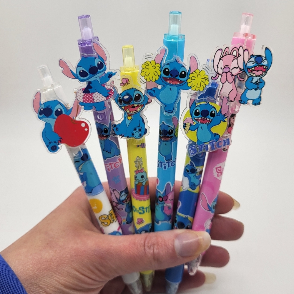 STITCH 6-Pack Acrylic Charm Character Pens NEW